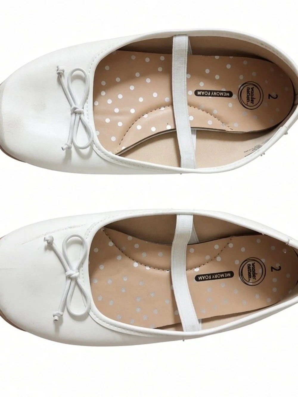 wonder nation Girls White Ballet Flats with Bow